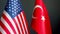 Flags of the USA and Turkey as a symbol of diplomacy.