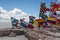 Flags of various nations at Salar de Uyuni Salt Lake, Bolivia