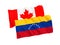 Flags of Venezuela and Canada on a white background