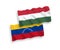 Flags of Venezuela and Hungary on a white background
