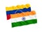 Flags of Venezuela and India on a white background