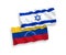 Flags of Venezuela and Israel on a white background