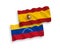 Flags of Venezuela and Spain on a white background