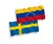Flags of Venezuela and Sweden on a white background