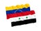 Flags of Venezuela and Syria on a white background