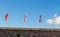 Flags on a wall of Dinan castle