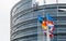 Flags waving in front of the European Parliament Strasbourg