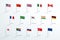 Flags Of The World Flying On 3d Flagpole Vector Set