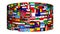 Flags of the world rotate. 3d animation. Unique video.