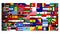 Flags of the world rotate. 3d animation. Unique video.