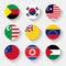 Flags of the world, round buttons