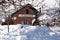 FLAGSTAFF, AZ US - January 20, 2023: Flagstaff Snow Downtown Gandy Dancer Statue