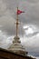 Flagstaff tower of Naryshkin bastion of the Peter and Paul Fortress. Russian navy flag