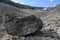 A flake of stone fallen from the old mountain range, erosion of the Khibiny mountains. The Kola peninsula, Russia