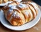 Flaky French Croissant: A Scrumptious Breakfast Pastry Perfectly Paired with a Warm Cup of Coffee AI-Generated Food Photography