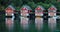 Flam, Norway - June 14, 2019: Famous Red Wooden Docks In Summer Evening. Small Tourist Town Of Flam On Western Side Of