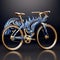 Flamboyant Blue And Gold Bicycle Artwork With Japanese Traditional Art Influence