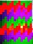 A flamboyant colored digital pattern of rectangles and squares