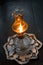Flame of an ancient oil lamp