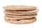 Flame baked pitas on white background