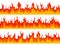 Flame borders. Fire blazing banner, heat burn wildfire silhouette flammable elements, hot flaming border isolated vector