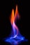 Flame of burning alcohol on black background. Gas flame. Black background. Abstract blaze fire flame texture background