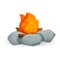 Flame campfire icon, cartoon style