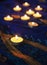 Flame candle lamps for the evening prayers. Diwali lighting