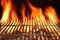 Flame Fire Empty Hot Barbecue Charcoal Grill With Glowing Coals