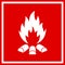 Flame fire warning vector sign