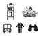 Flame, fireman on the stairs, uniform, fire truck.Fire department set collection icons in black style vector symbol