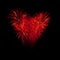 Flame fireworks in heart shape