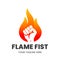 Flame Fist logo design template. Raised hand in fire.