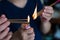 A flame flicker on the the incense to pay respect to the chinese ancestor. To celebrate chinese new year.