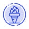 Flame, Games, Greece, Holding, Olympic Blue Dotted Line Line Icon