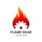 Flame Gear logo design template. Abstract fire with gear.