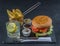 Flame grilled double stack cheeseburger, lettuce, tomato, with t