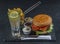 Flame grilled double stack cheeseburger, lettuce, tomato, with t