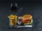 Flame grilled double stack cheeseburger, lettuce, tomato, with t