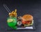 Flame grilled double stack cheeseburger, lettuce, tomato, with t