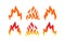 Flame hot burn icon set