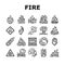 flame hot fire burn bonfire heat icons set vector