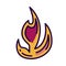 Flame icon is in flat and pixel perfect style. Fire element for tarot cards or game web design.