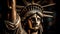 Flame illuminates majestic statue of liberty history generated by AI