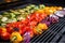 flame-kissed vegetables on a churrasco grill
