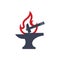 Flame line blacksmith symbol logo vector