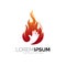 Flame logo and hand care design combination, Fire logo