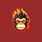 Flame Monkey Logo Design On Red Background