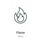 Flame outline vector icon. Thin line black flame icon, flat vector simple element illustration from editable nature concept