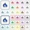 Flame outlined flat color icons